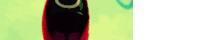 a close up of a red object with a black circle on it .