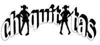 a black and white logo for chiquitas with silhouettes of girls