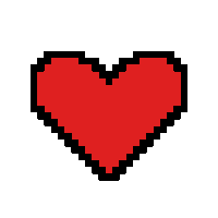 a pixel art of a red heart on a white background