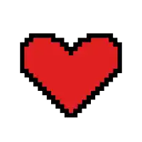 a pixel art of a red heart on a white background