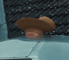 a person wearing a hat on top of a vehicle