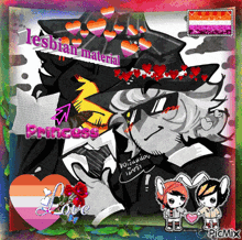 a picture of a man and a girl with the words lesbian material princess on it