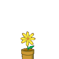 a penguin with a potted plant on top of its head