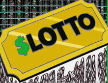 a sign that says lotto on it with a dollar sign