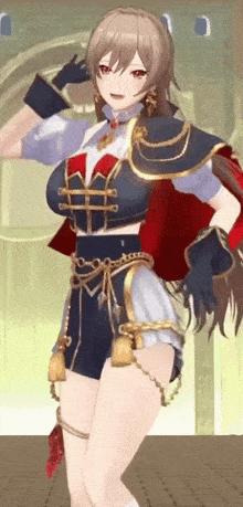a girl in a costume is standing in front of a wall .