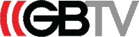 a black and red logo for gbtv is shown