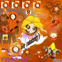 a picture of kenny from south park is surrounded by other characters