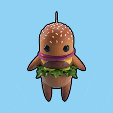 a cartoon drawing of a hamburger with onions and cheese