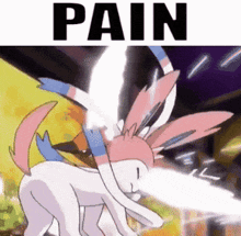 a cartoon of a pokemon with the word pain on it