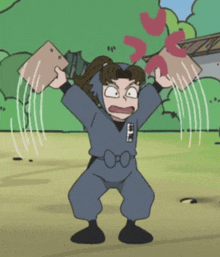 a cartoon character with the letter f on their shirt