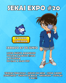 a poster for a sekai expo # 20 with a cartoon character