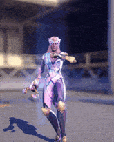 a video game character is holding a sword and a shield