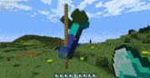 a screenshot of a minecraft game shows a purple sword