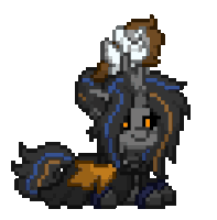 a pixel art drawing of a horse with a brush on its head