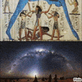 a picture of an ancient egyptian painting and a picture of the milky way galaxy