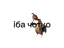 a picture of a cartoon chicken with the words i ba чотко behind it