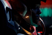 a close up of a robot 's helmet with the word kepler on the bottom right
