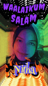 a colorful picture of a woman with the name nitha on it