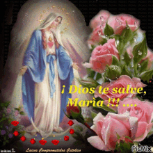 dios te salve maria god save you maria mama mary flowers sparkles