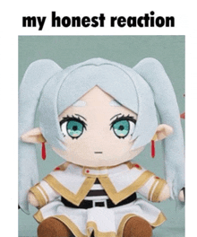 a picture of a stuffed doll with the words my honest reaction below it
