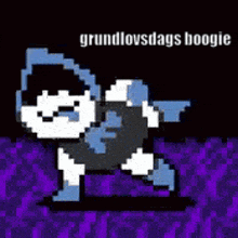 a pixel art drawing of a dog that says grundlov