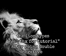 a black and white photo of a lion with the words " the lion types "