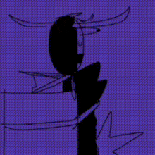 a purple background with a silhouette of a person with a sword in their hand .