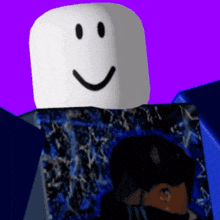 a white roblox character with a smiley face on his face