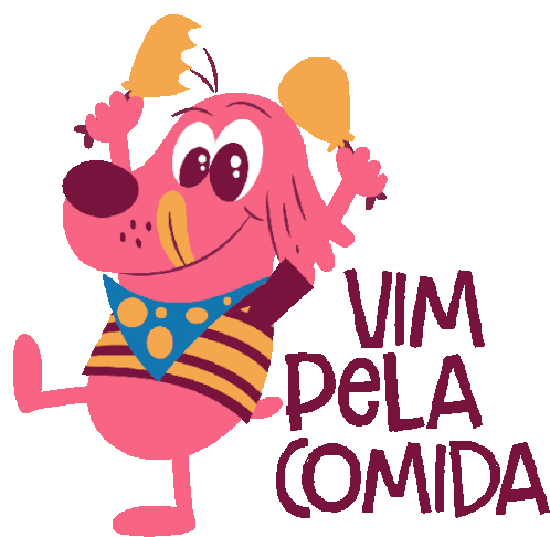 Dog Holding Chicken Drumsticks Says I'M Here For Food In Portuguese Sticker - Adoptinga Best Friend Vim Pela Comida Google Stickers