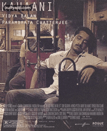 a poster for a movie with a man sleeping on the bus