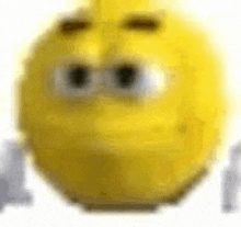 a close up of a yellow smiley face with a blurred background on a white background .