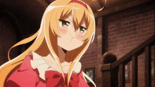 a girl with long blonde hair and green eyes is making a funny face