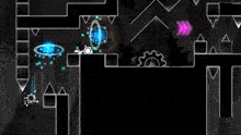 a screenshot of a video game with a green and purple object in the middle of it .