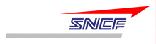 a logo for sncf with a red arrow on it