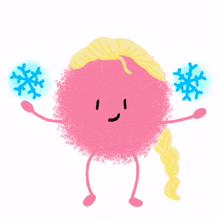 pink dust long hair blonde snowing