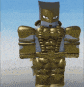 a cartoon character with gold armor and a heart on the chest