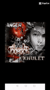 a black and white photo of a person with the word anger on the top