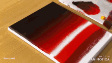 a painting of red and white stripes is made in animatica