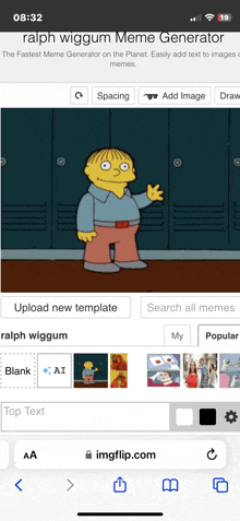 a screenshot of the ralph wiggum meme generator app