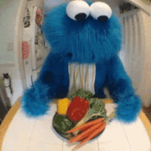 Cookie Monster Vegetables GIF - Cookie Monster Vegetables Throw GIFs