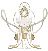a cartoon character with white hair and a gold dress