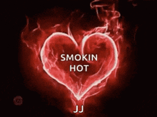 a red heart with smoke coming out of it that says smokin hot