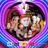 a collage of faces in the shape of a heart with the words armageddon on the bottom