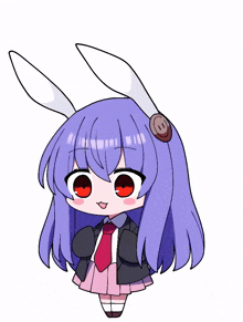 a drawing of a chibi girl with purple hair