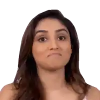 a close up of a woman making a face