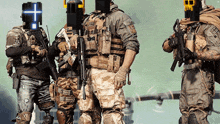 a group of soldiers standing next to each other with a cross on their faces