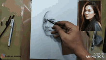 a drawing of a woman with the words made in animatica on the bottom