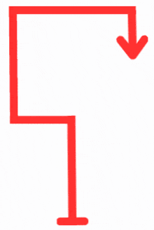 a blue line with an arrow pointing downwards