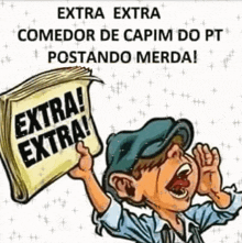 a cartoon of a man holding up a sign that says extra extra