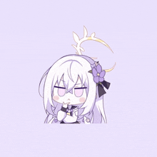 a girl with white hair and a flower in her hair